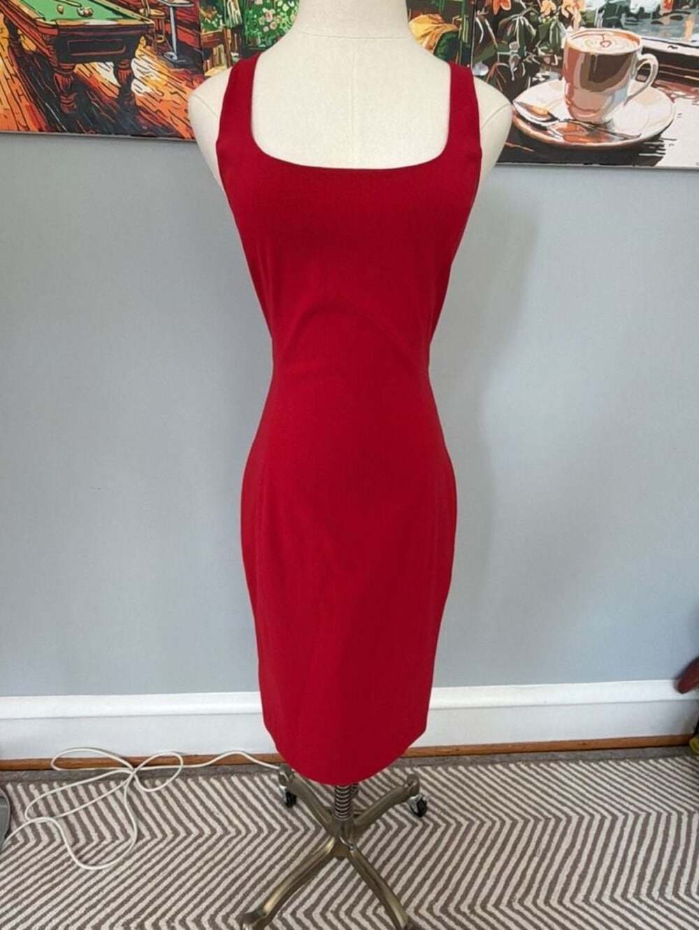 Alexander Wang Red Sleeveless Square-Neck Midi Sheath Dress size 2 - NWT